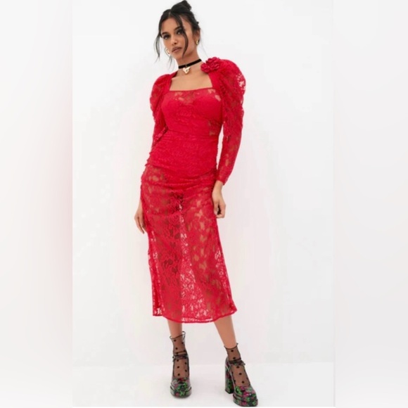 For Love and Lemons Elegant Red Lace Dress Sz XL NWT and never worn - Picture 2 of 8